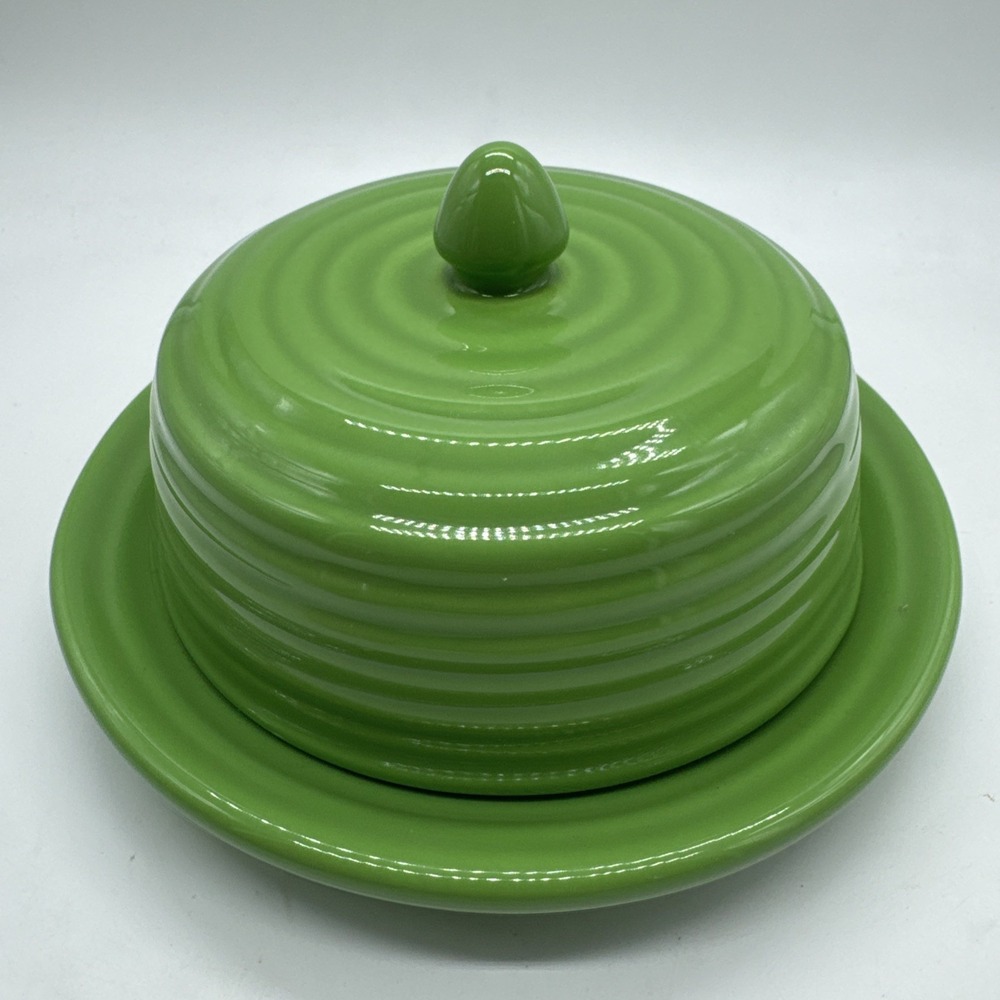 BAUER RING WARE Parrot Green GLAZE COVERED BUTTER DISH